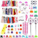 79Pcs/Set Roupas Para Bonecas Acessórios Botas De Mini Bolsas De Vestido Coroa Óculos De Cabide