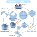 Kit 8 Peças de Talheres de Silicone para Bebês e Crianças