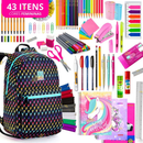 Kit Material Escolar Menina Completo Com ou Sem Mochila Feminina Escolar Material Estojo Escolar Feminino