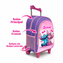 Kit mochila escolar infantil Stitch + Lancheira Térmica + Estojo de Rodinhas Reforçada