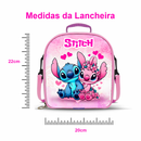 Kit mochila escolar infantil Stitch + Lancheira Térmica + Estojo de Rodinhas Reforçada
