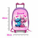 Kit mochila escolar infantil Stitch + Lancheira Térmica + Estojo de Rodinhas Reforçada