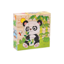 Quebra-Cabeça Em Blocos de Madeira Educativo Infantil Montessori De Seis Desenhos Cubo